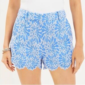 LOFT Blue Floral Lace Women Shorts